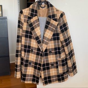 H&M short plaid coat